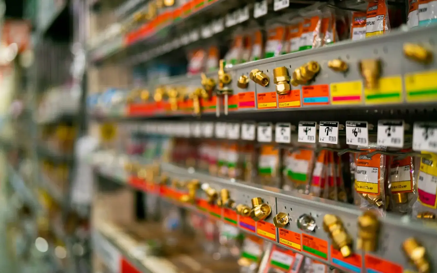 Brass fittings on the shelf