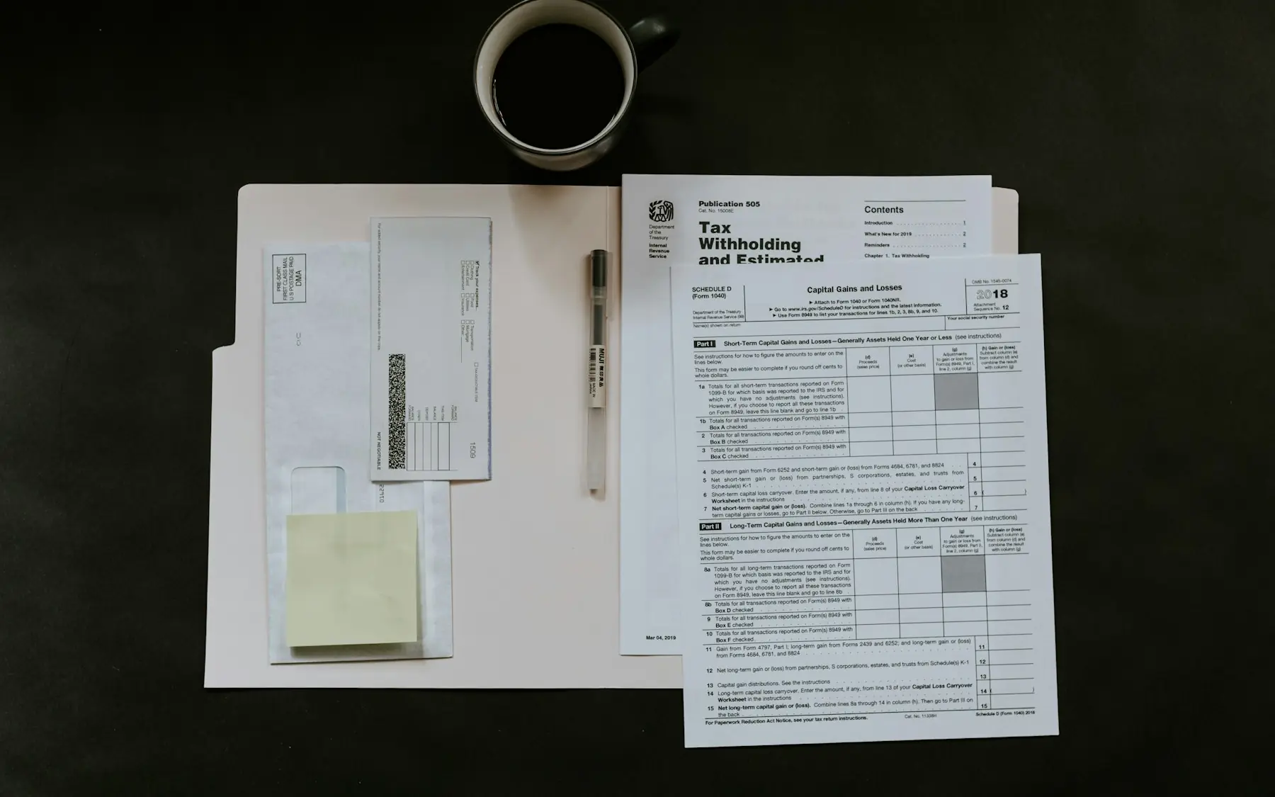 Tax forms on the desk
